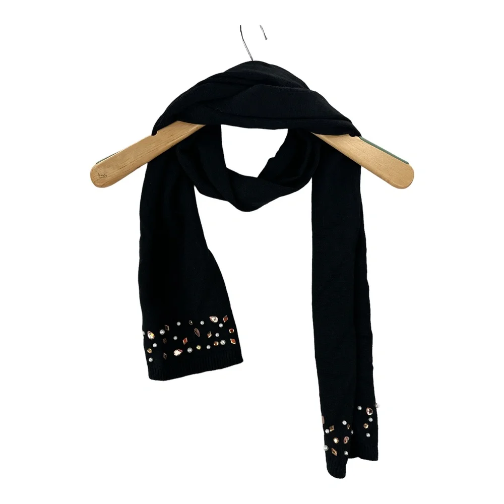 INC International Concepts, Embellished Muffler‎ Scarf Black, MSRP $58.50